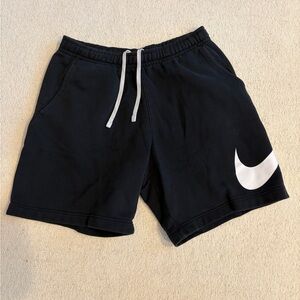 Nike Men's Black Athletic Shorts with White Logo